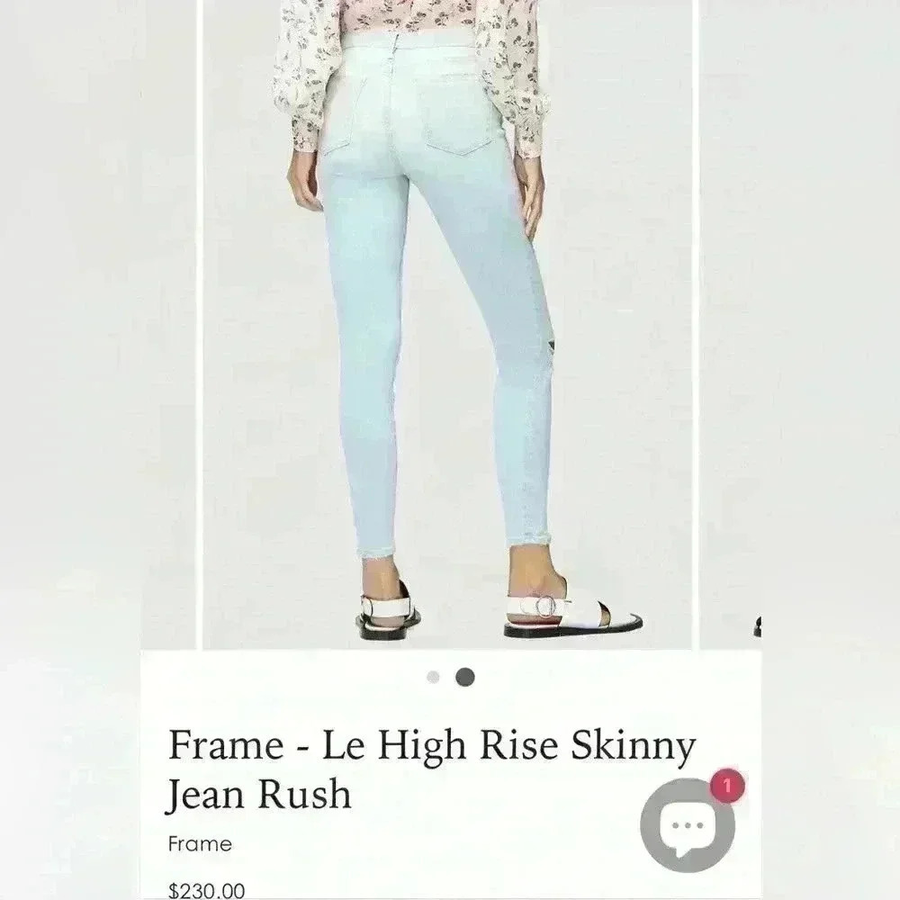 Frame Le High Skinny Distressed Stretch Jeans In Rush Women's Size 28 - Picture 2 of 14